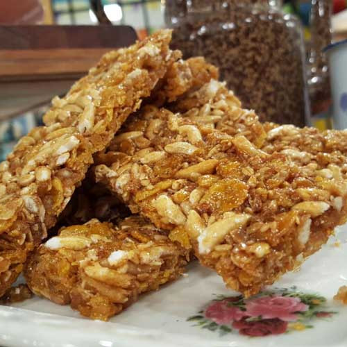 Barritas de arroz inflado y tablitas de dulce de leche