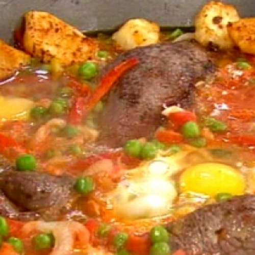 Bifes criollos rellenos con papas españolas