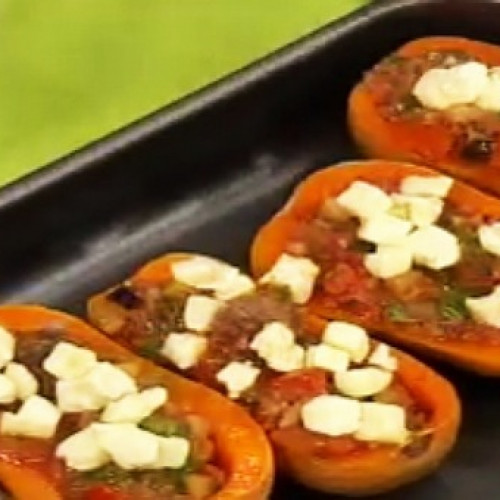 Calabaza rellena con estofado de vegetales