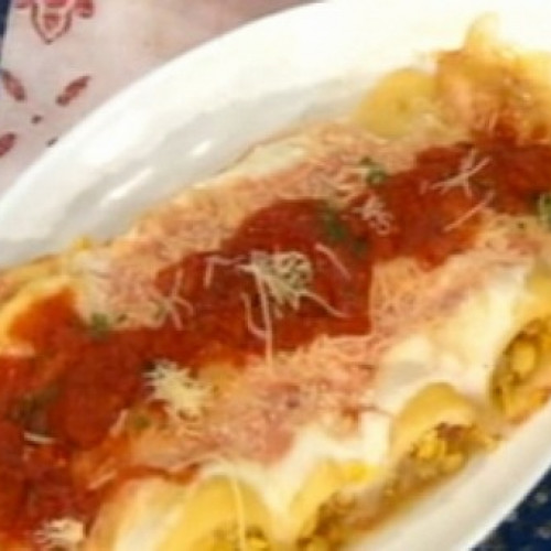 Canelones sin masa con salsa rosa