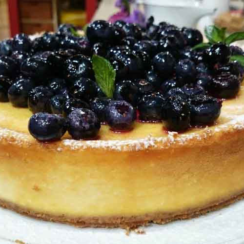 Cheesecake cocido de limón y arándanos