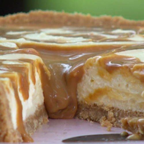 Cheesecake de dulce de leche y chocolate blanco