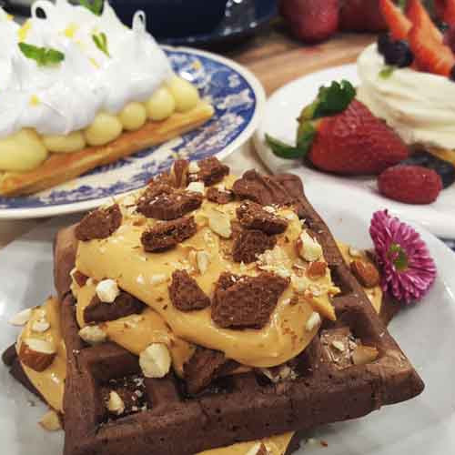 Choco waffles, fruti waffles y lemon waffles