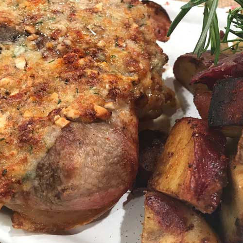 Chuletas de jamón asado a la mostaza