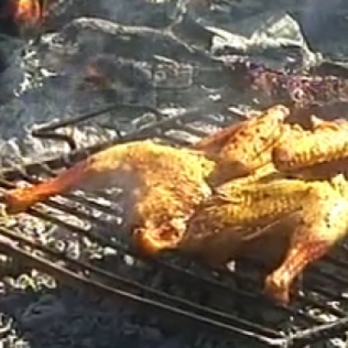 Gallina al oliva a la parrilla