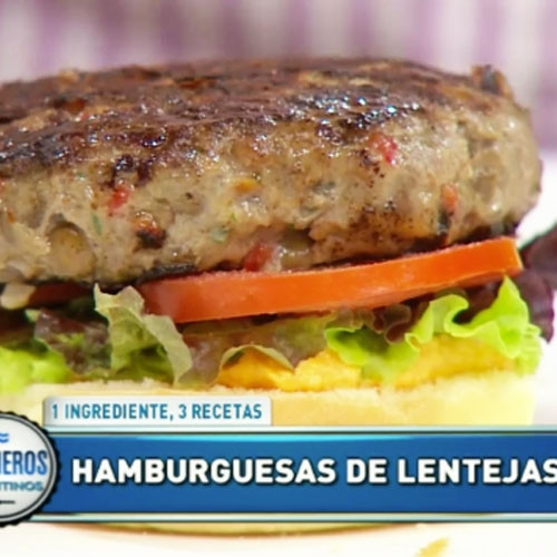 Hamburguesa de carne y lentejas con mayonesa naranja