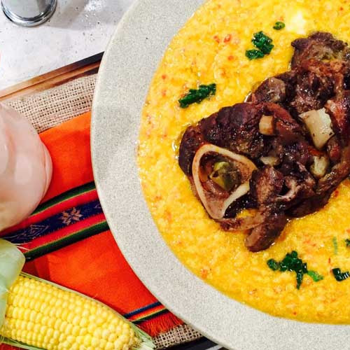 Humita con ossobuco braseado picante