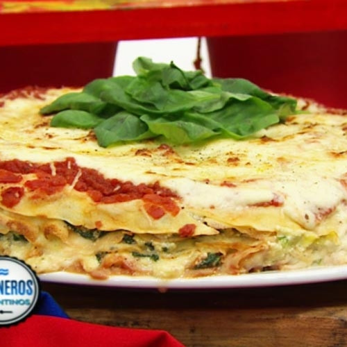 Lasagna de espinaca y ricota con masa de panqueques