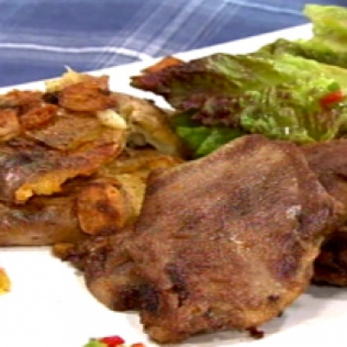 Lengua a la plancha con papas doradas