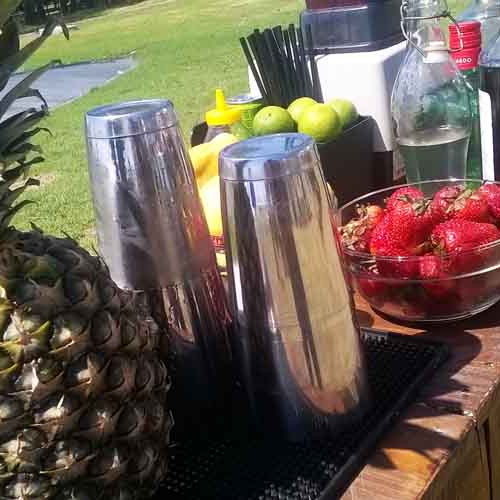 Licuado de ananá y frutillas con y sin alcohol y licuado de papaya