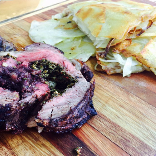 Ojo de Bife relleno con papas sarteneadas