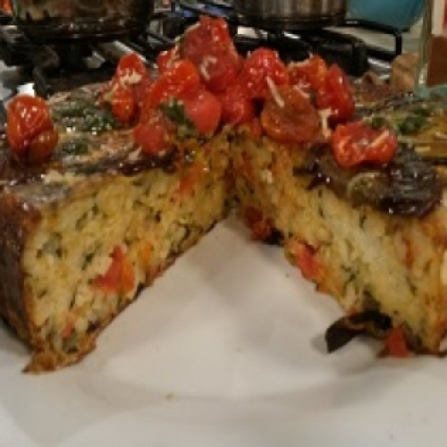 Pastel de arroz y berenjenas