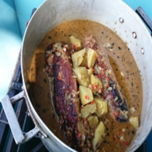 Peceto relleno con batatas a la cacerola