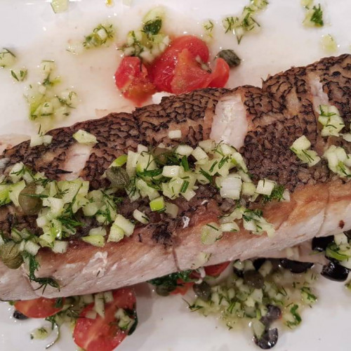 Pescado relleno al horno a la vinagreta