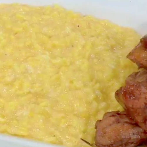 Pollo a la cazadora al disco con arroz cremoso