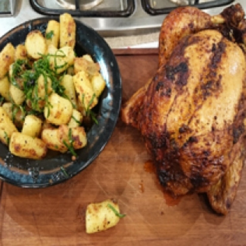 Pollo norteño con papas corcho