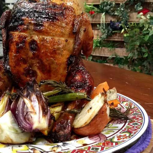 Pollo sentado a la cerveza al horno