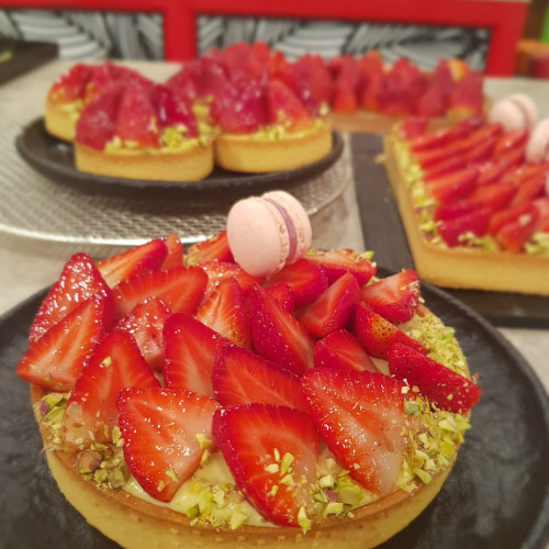 Tarta de Frutillas y crema de pistacho