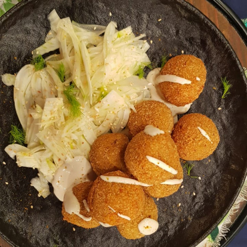 Croquetas de papa y berenjenas