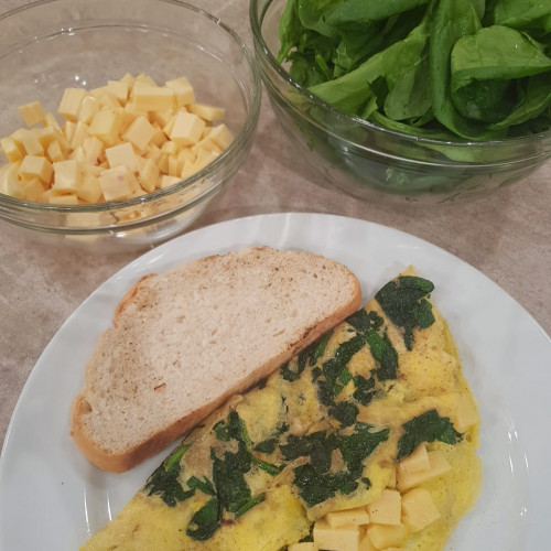 Omelettes de espinaca y de papas