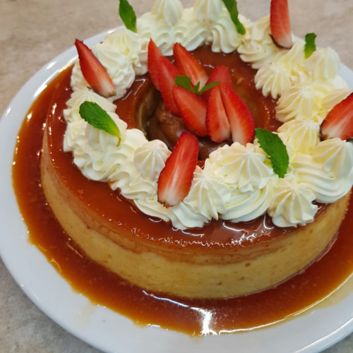 Flan con dulce de leche