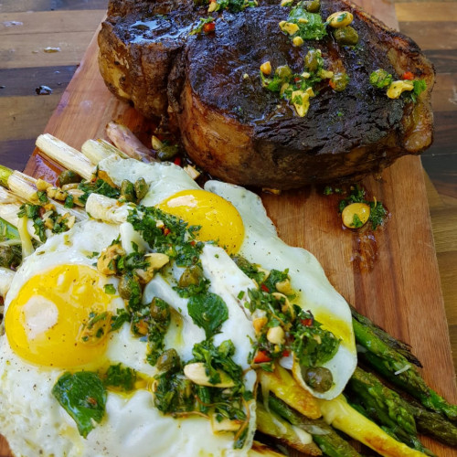 Bife ancho con espárragos