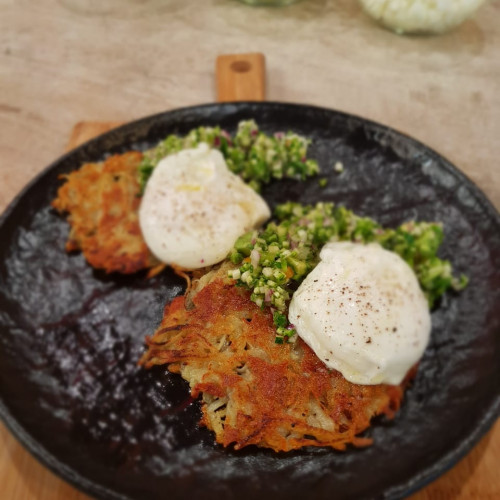 Rostis de papa y provoleta