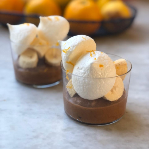 MOUSSE DE CHOCOLATE Y MERENGUE VEGANO