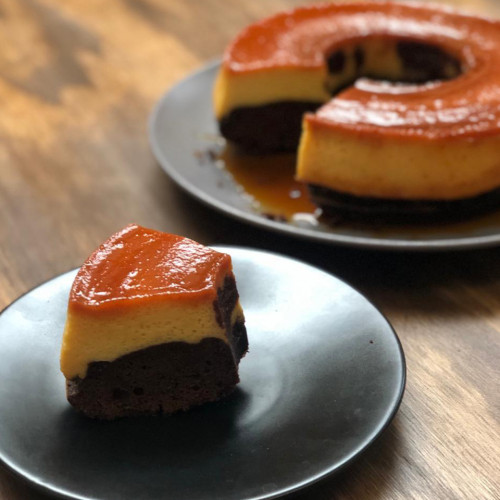 TORTA FLAN DE CHOCOLATE Y NARANJA