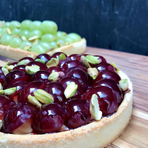 TARTA DE UVAS Y CREMA DE PISTACHO