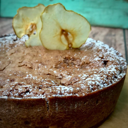 TARTA BROUNIE CON PERAS