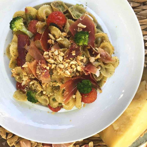 PASTEL DE BRÓCOLI Y PASTAS CON PESTO DE BRÓCOLI