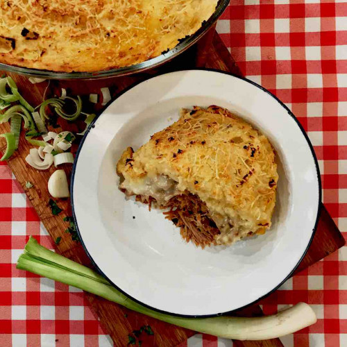 PASTEL DE BONDIOLA CON PURÉ DE BATATA