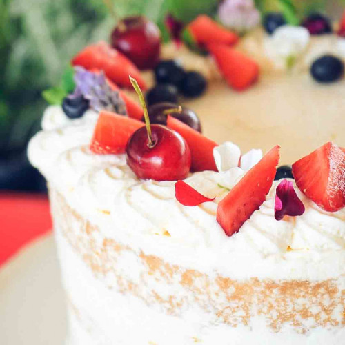 TORTA DE CHOCOLATE Y FRUTA FRESCA