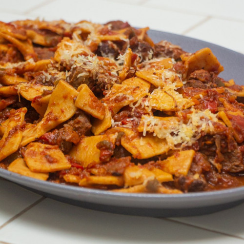 FIDEOS MOÑITOS CON ESTOFADO