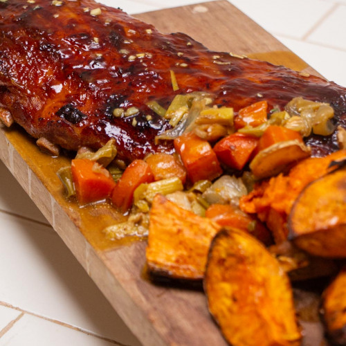 PECHITO DE CERDO AL HORNO CON BONIATOS ASADOS