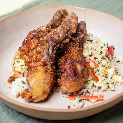 POLLO FRITO CON MIEL Y CERVEZA