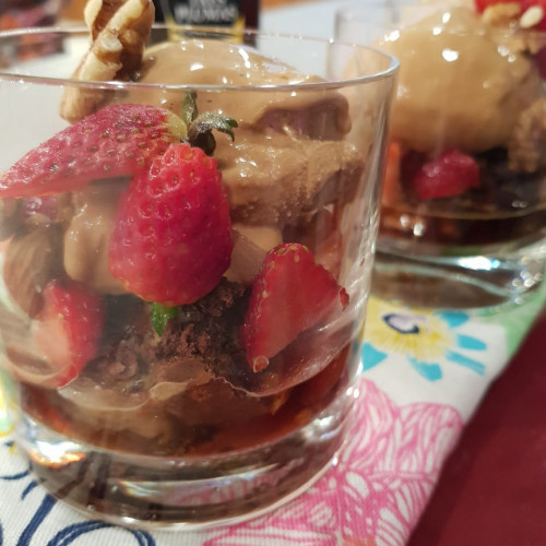 Trifle de brownie y café