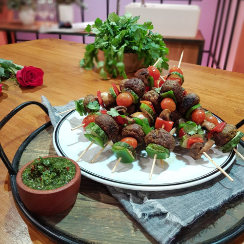 Brochetes veganas