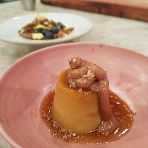 Flan de coco y  postre de avena