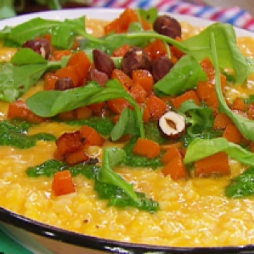 Risotto de calabaza y pesto de rúcula