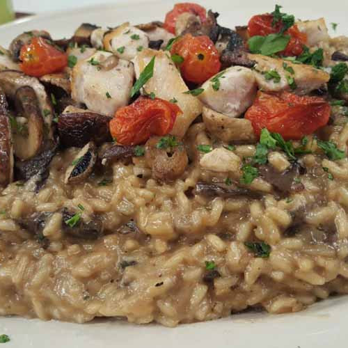 Risotto en 5 pasos, hongos secos y pollo