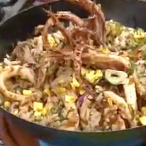 Salteado de calamares con arroz