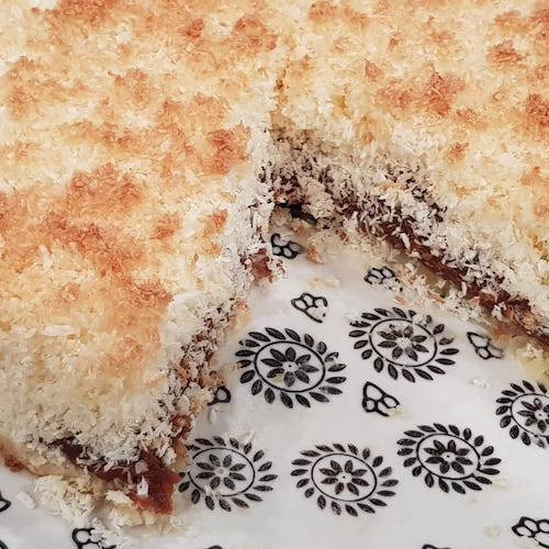 Tarta crumble de coco