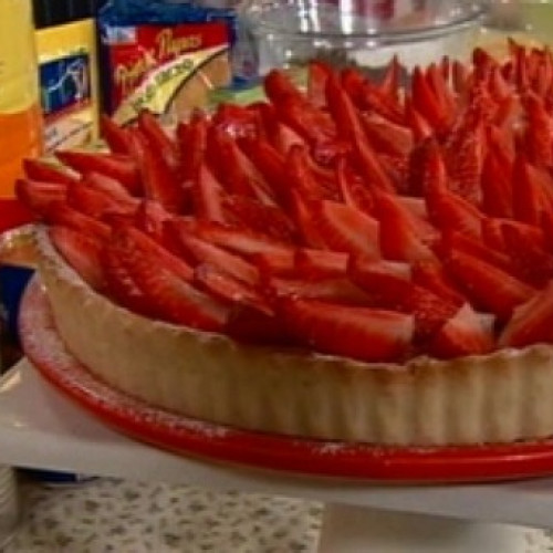 Tarta de frutilla con pastelera de chocolate