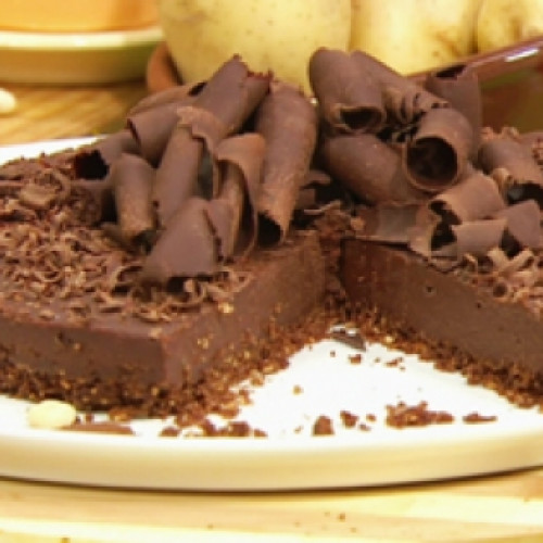 Torta chocopapa, chocolate y puré de papas