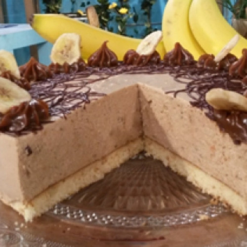 Torta de banana, coco y dulce de leche sin cocción