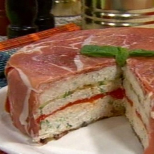 Torta fría de atún, arroz y vegetales