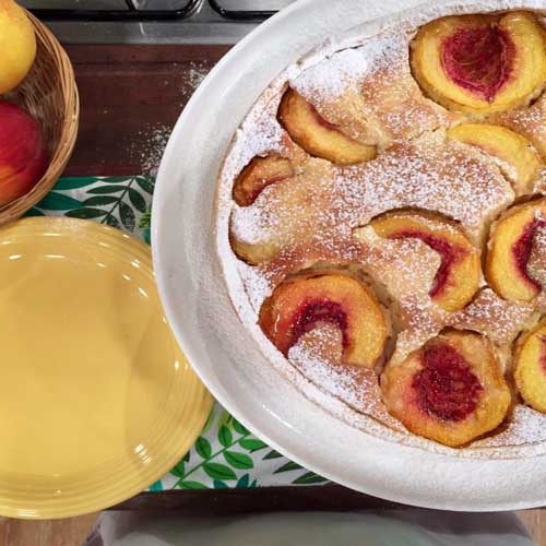 Torta mágica de durazno y queso