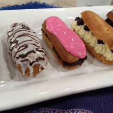 Eclaires rellenos y bañados